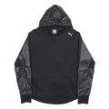PUMA Womens Black Hoodie UK 14 Cotton Blend Pullover Sportswear Sweatshirt