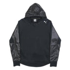 PUMA Womens Black Hoodie UK 14 Cotton Blend Pullover Sportswear Sweatshirt