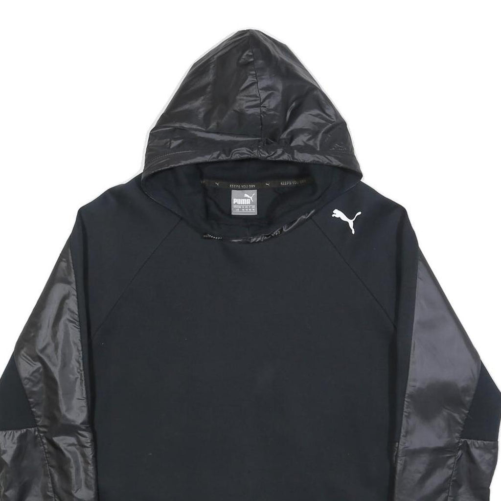 PUMA Womens Black Hoodie UK 14 Cotton Blend Pullover Sportswear Sweatshirt