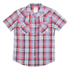 LEVI'S Mens Blue & Red Check Shirt S Short Sleeve Button Casual Cotton Blend