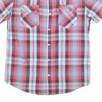 LEVI'S Mens Blue & Red Check Shirt S Short Sleeve Button Casual Cotton Blend