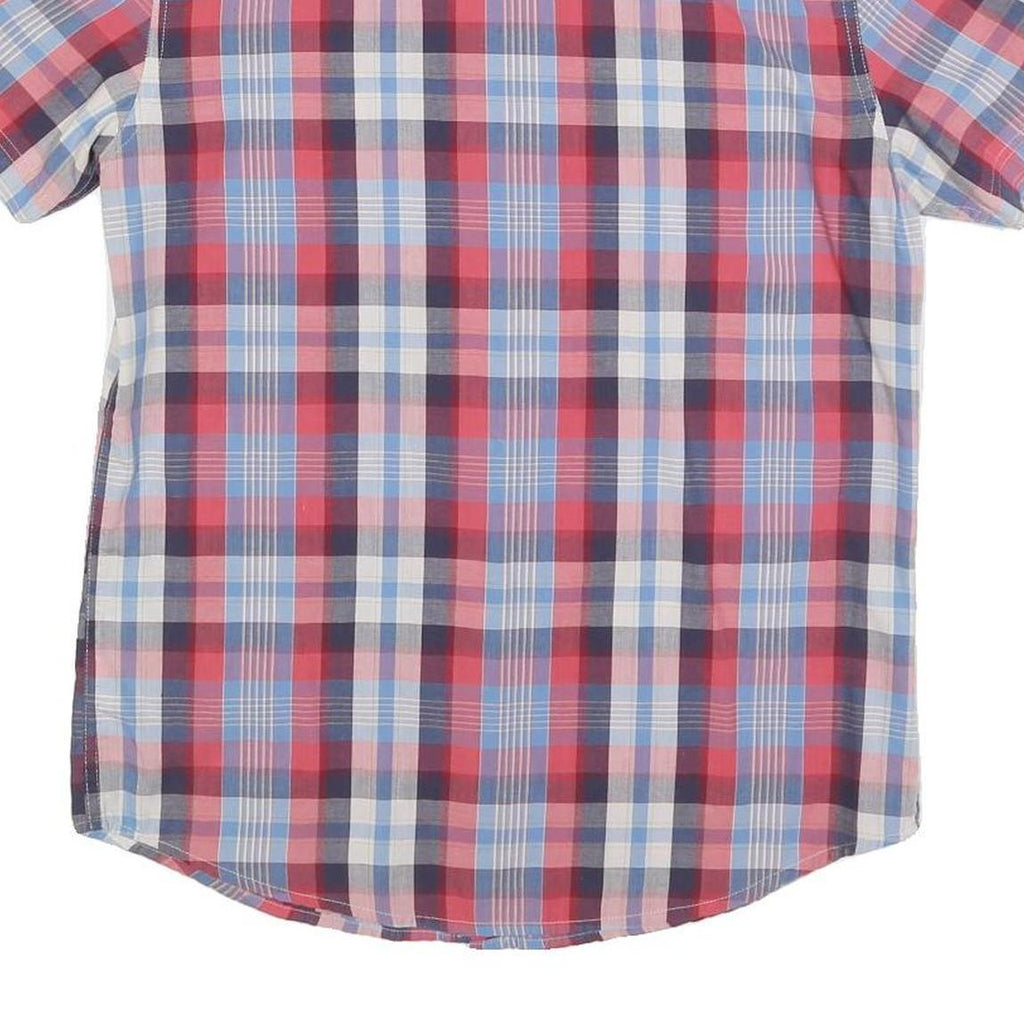LEVI'S Mens Blue & Red Check Shirt S Short Sleeve Button Casual Cotton Blend