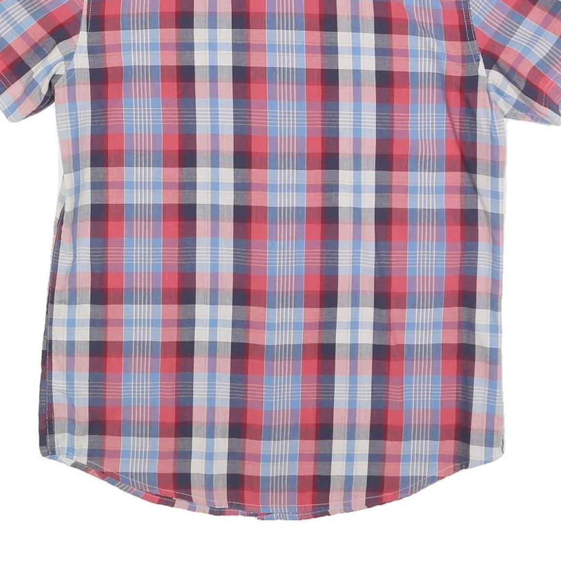 LEVI'S Mens Blue & Red Check Shirt S Short Sleeve Button Casual Cotton Blend