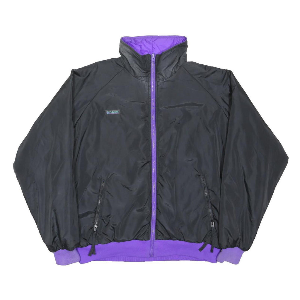 COLUMBIA Mens Black & Purple Reversible Zip Jacket 2XL Polyester Outdoor