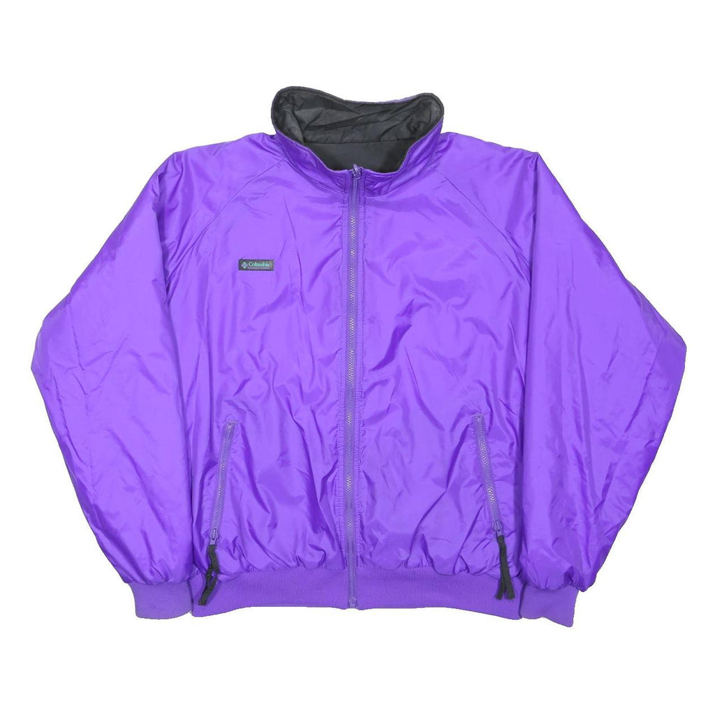 COLUMBIA Mens Black & Purple Reversible Zip Jacket 2XL Polyester Outdoor