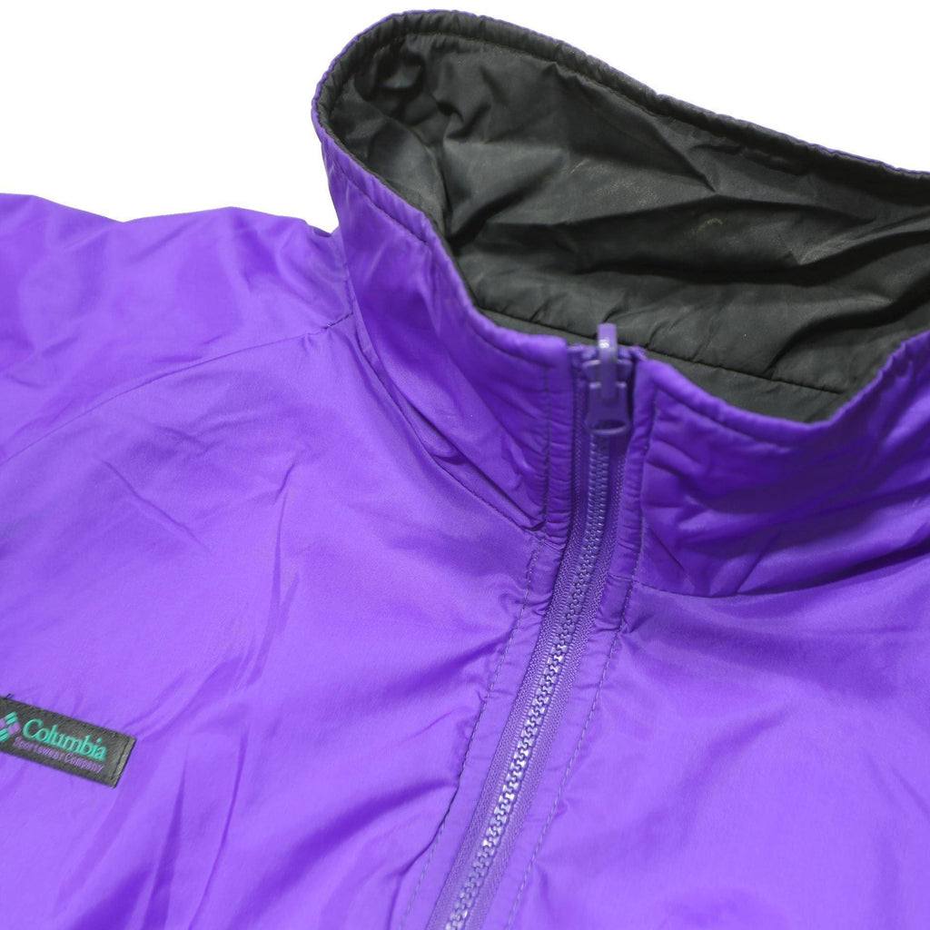 COLUMBIA Mens Black & Purple Reversible Zip Jacket 2XL Polyester Outdoor