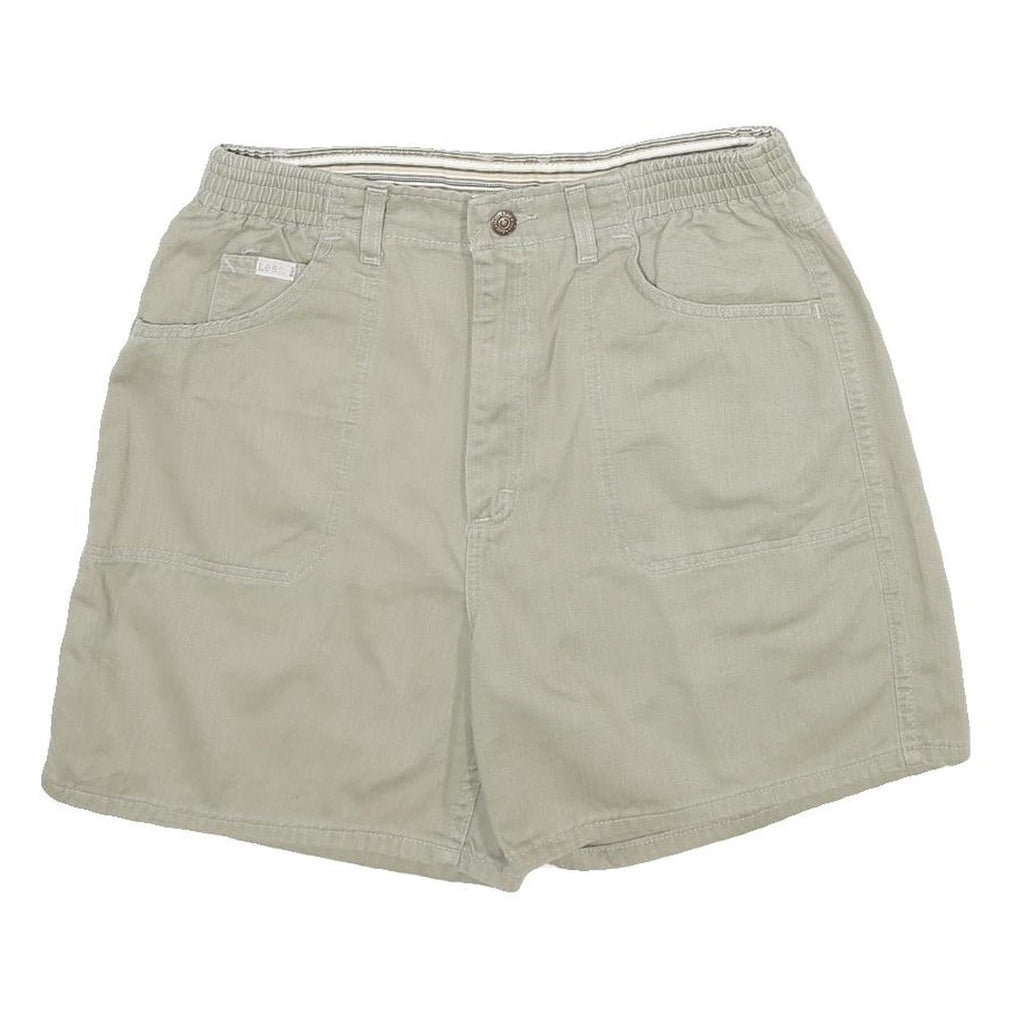 LEE Womens Shorts Beige Casual Plain M W30 Elastic Waist Relaxed Fit