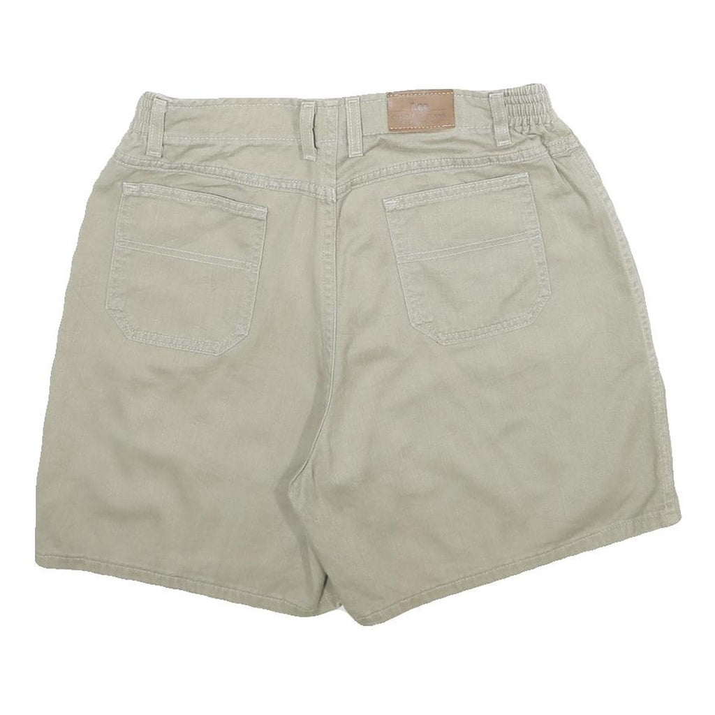 LEE Womens Shorts Beige Casual Plain M W30 Elastic Waist Relaxed Fit