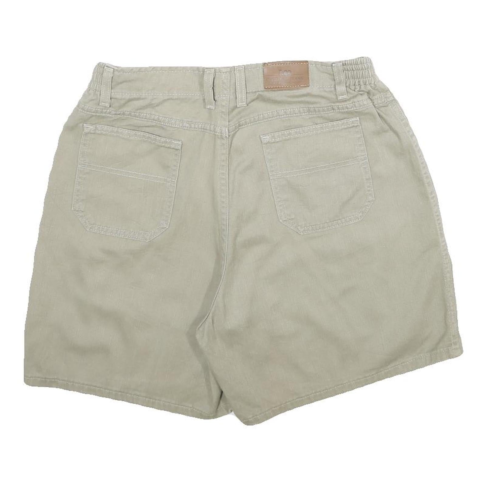 LEE Womens Shorts Beige Casual Plain M W30 Elastic Waist Relaxed Fit