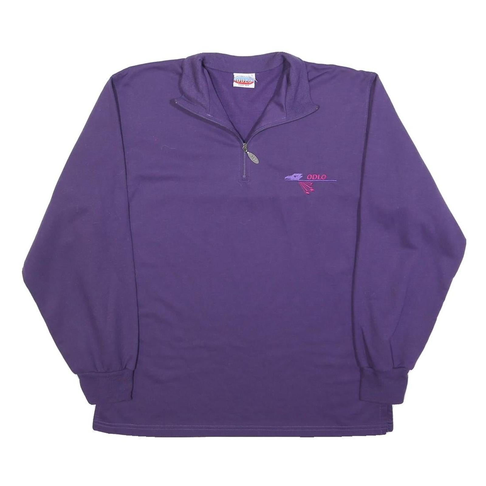 ODLO Womens Purple 1/4 Zip Sweatshirt S Cotton Blend Casual Pullover Activewear