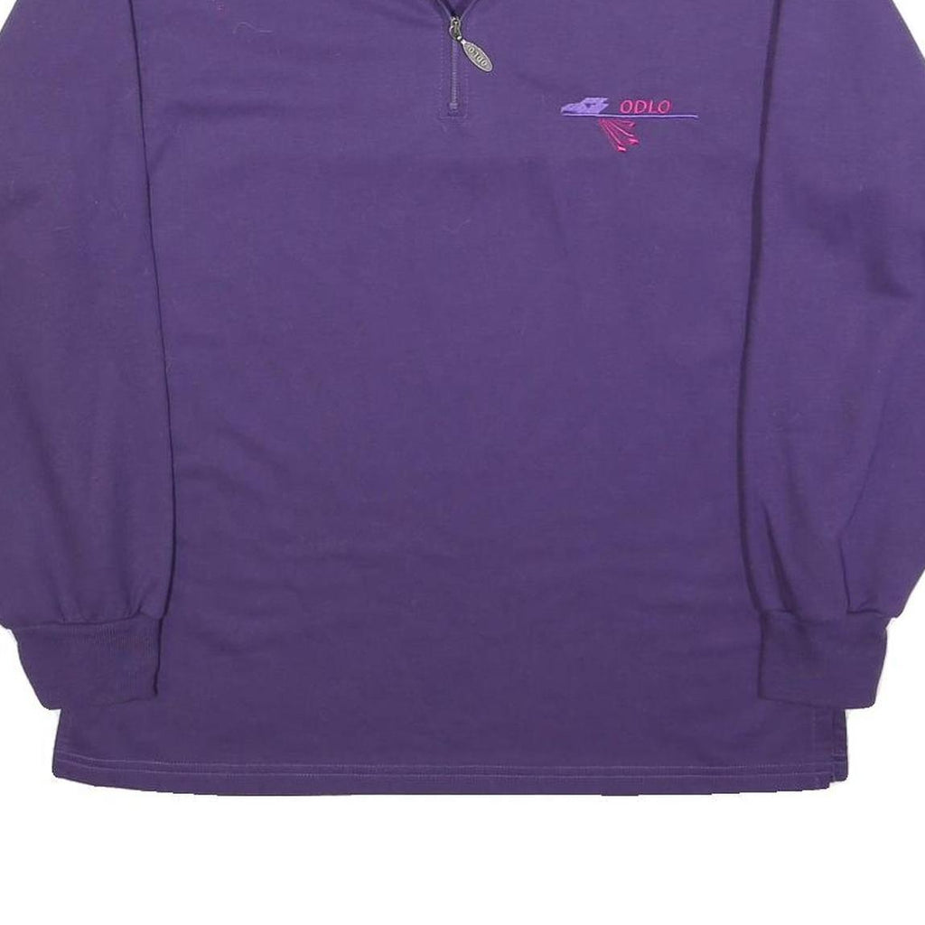 ODLO Womens Purple 1/4 Zip Sweatshirt S Cotton Blend Casual Pullover Activewear
