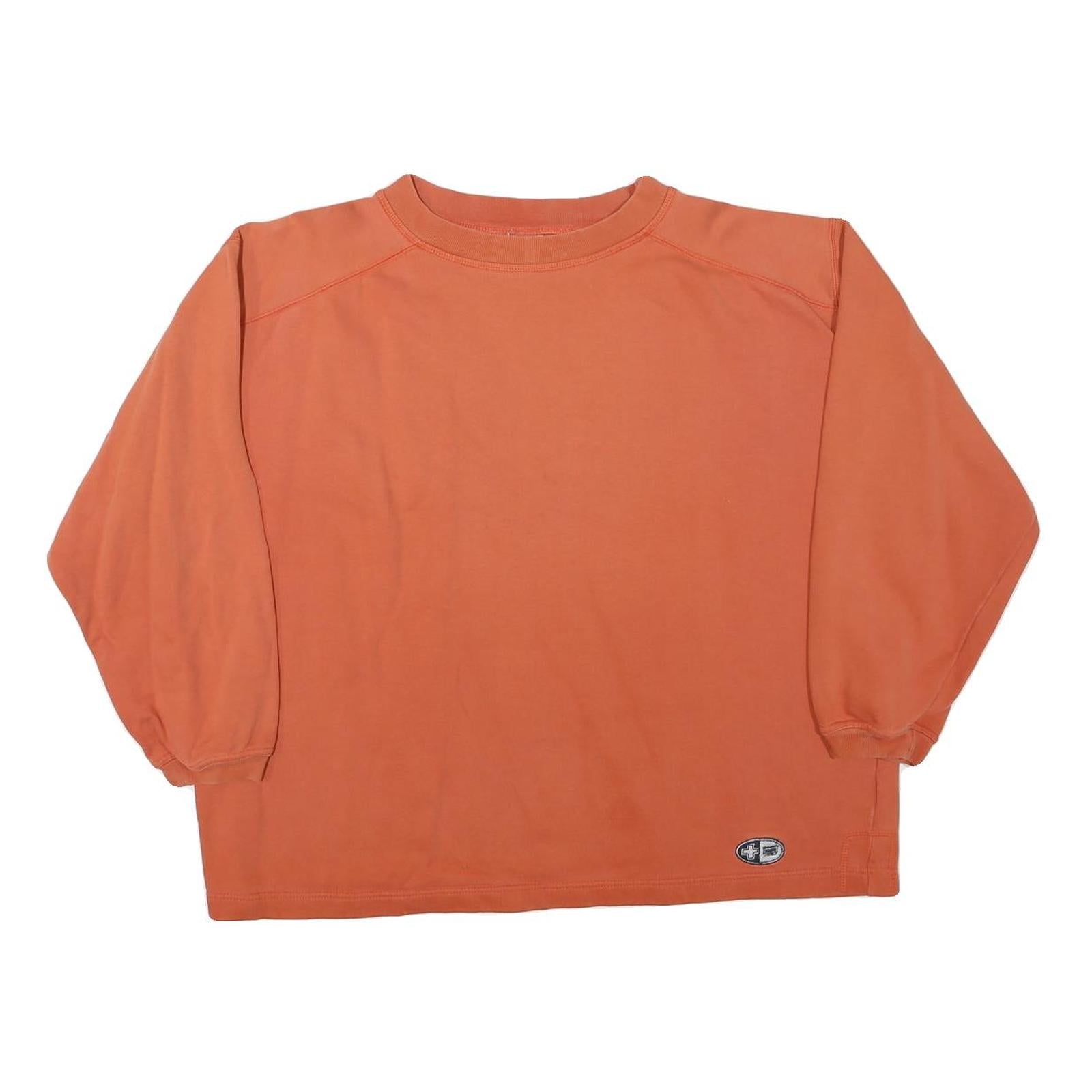 PLUS MINUS Mens Orange Crew Neck S Cotton Blend Casual Sweatshirt