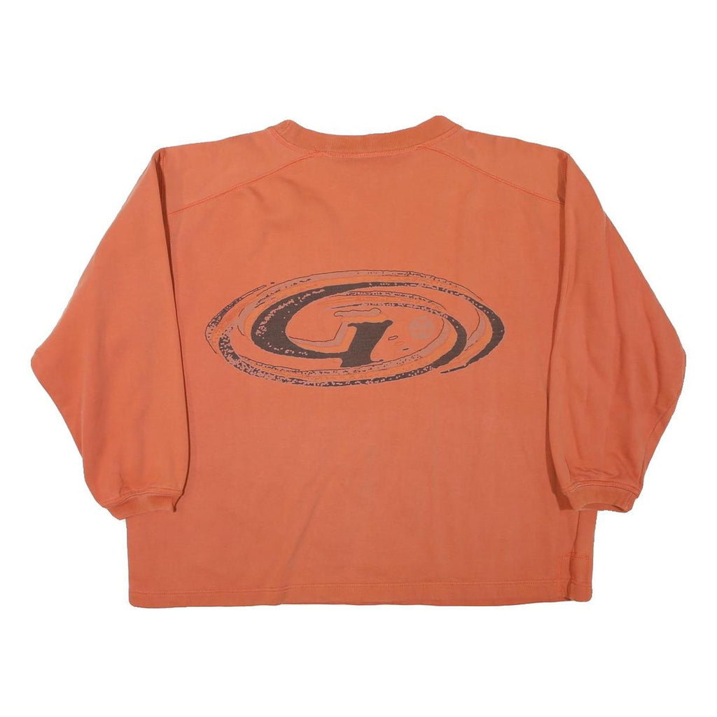 PLUS MINUS Mens Orange Crew Neck S Cotton Blend Casual Sweatshirt