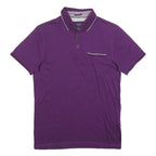 TED BAKER Mens Purple Short Sleeve Plain XS Polo Shirt Button Collar Casual