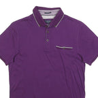 TED BAKER Mens Purple Short Sleeve Plain XS Polo Shirt Button Collar Casual