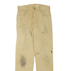 CARHARTT Mens Cotton Blend Beige Regular Straight Trousers W33 L34 Relaxed Fit