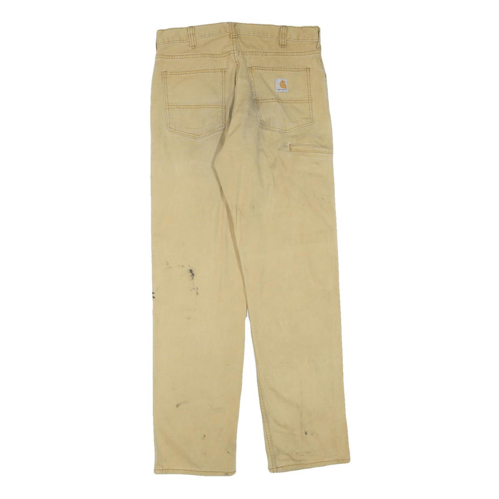 CARHARTT Mens Cotton Blend Beige Regular Straight Trousers W33 L34 Relaxed Fit