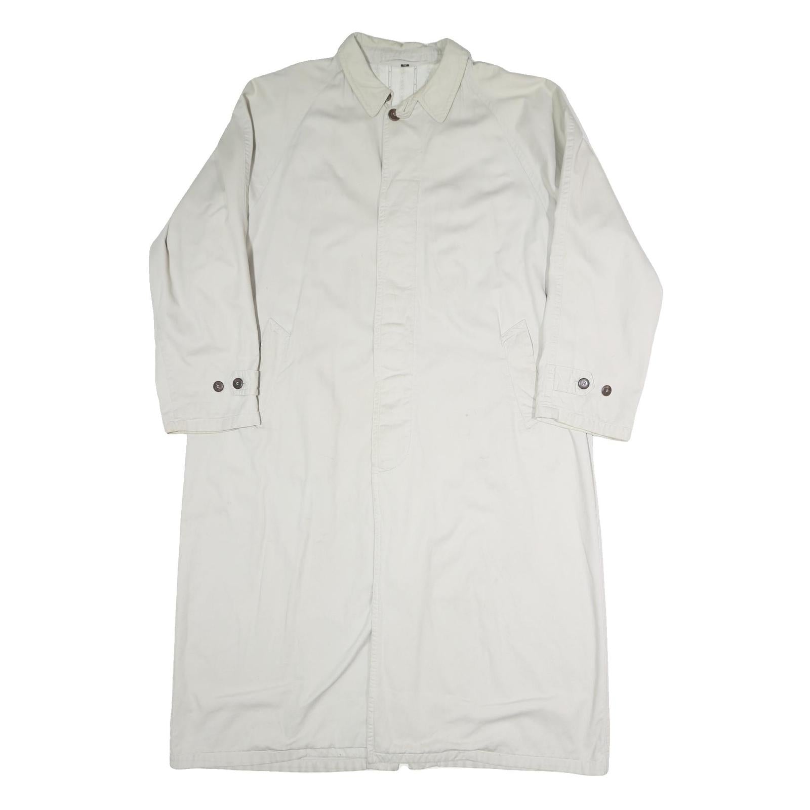 Mens White Button Front Long Sleeve Polyester Blend Jacket L Plain Stylish