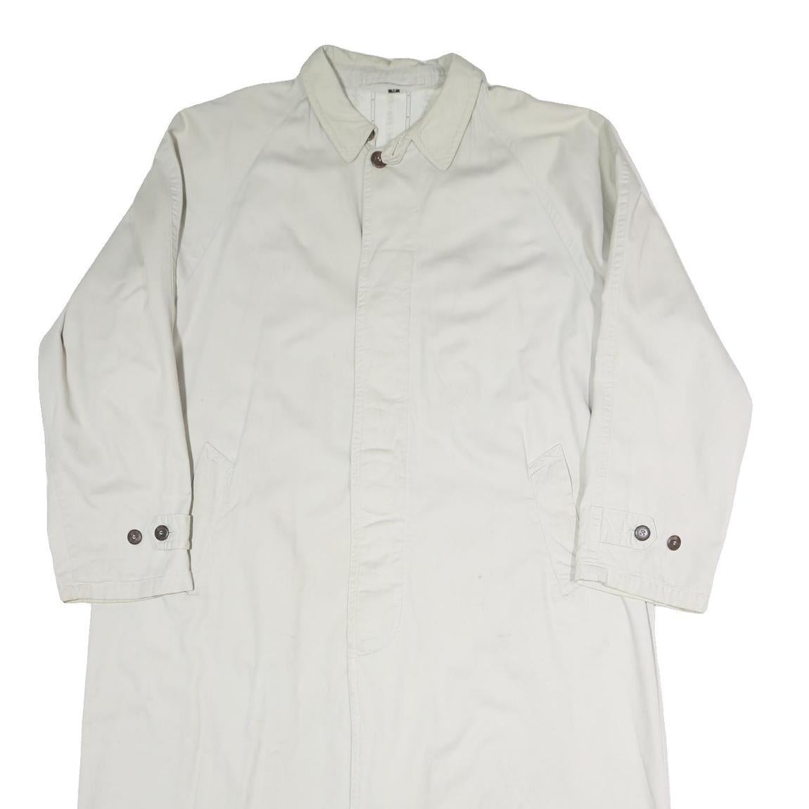 Mens White Button Front Long Sleeve Polyester Blend Jacket L Plain Stylish