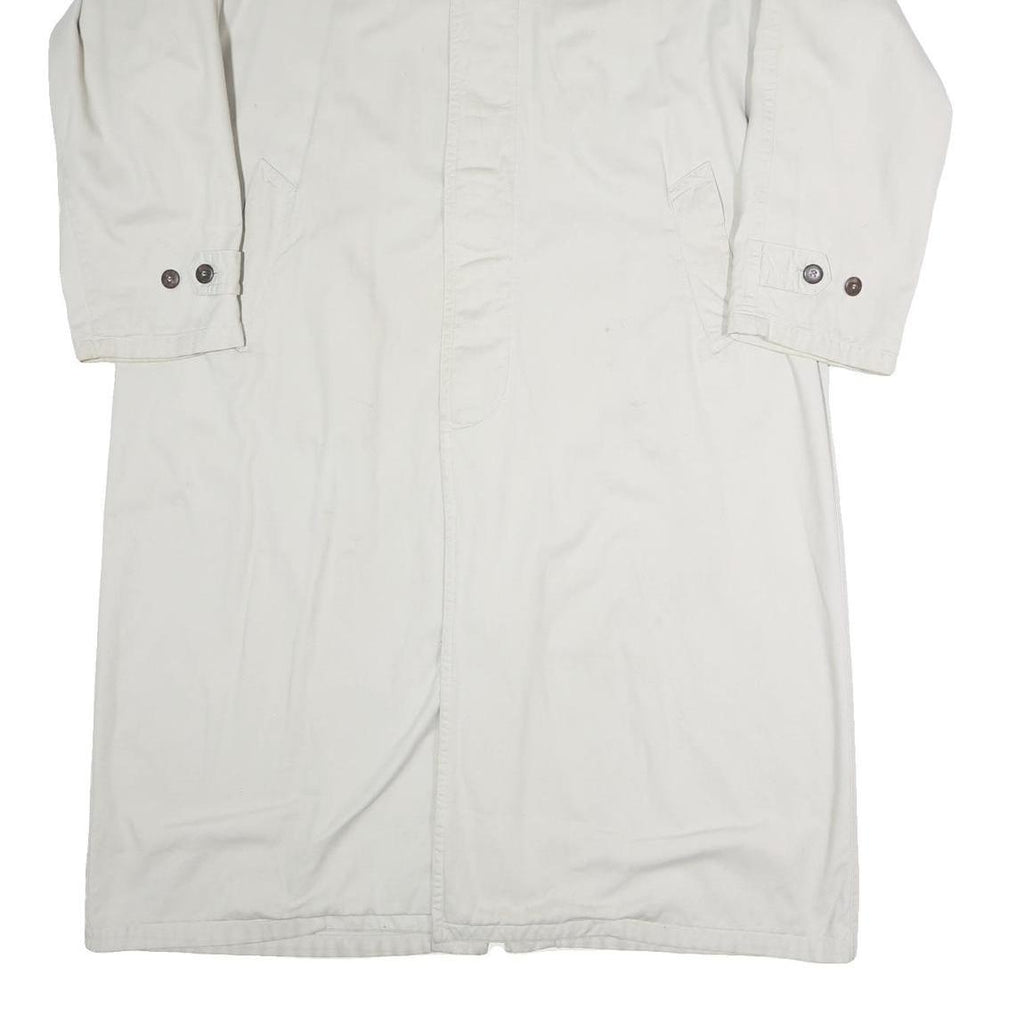 Mens White Button Front Long Sleeve Polyester Blend Jacket L Plain Stylish