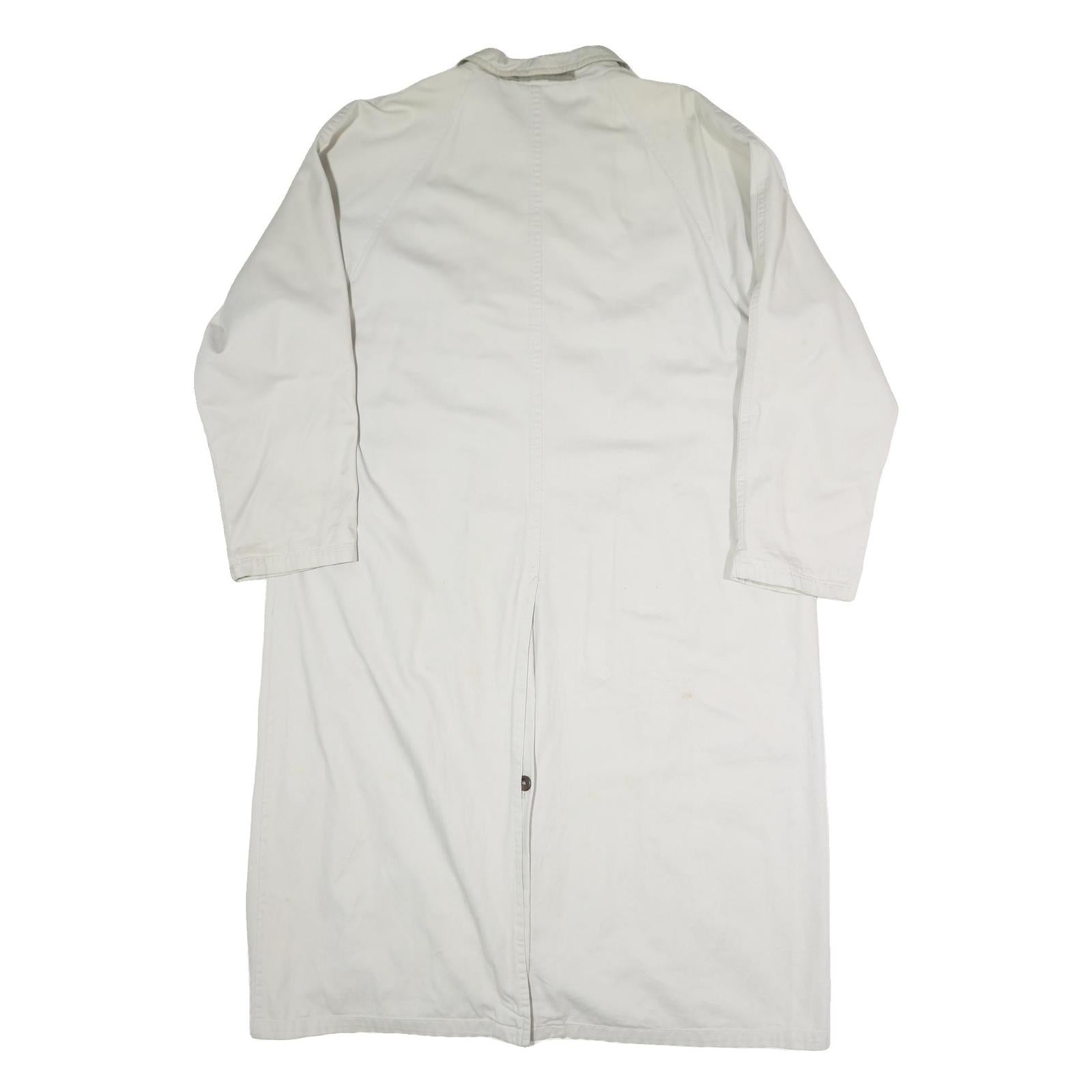 Mens White Button Front Long Sleeve Polyester Blend Jacket L Plain Stylish