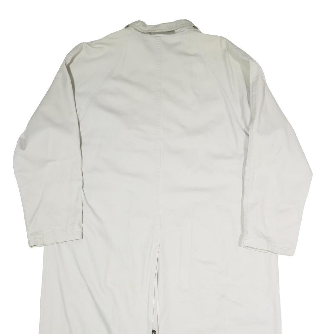 Mens White Button Front Long Sleeve Polyester Blend Jacket L Plain Stylish