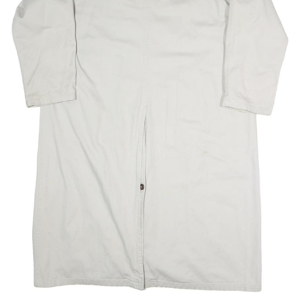 Mens White Button Front Long Sleeve Polyester Blend Jacket L Plain Stylish