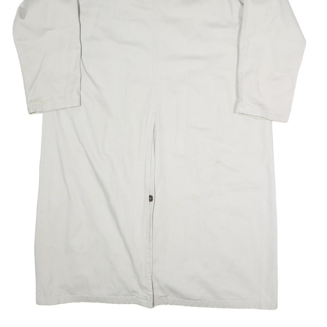 Mens White Button Front Long Sleeve Polyester Blend Jacket L Plain Stylish