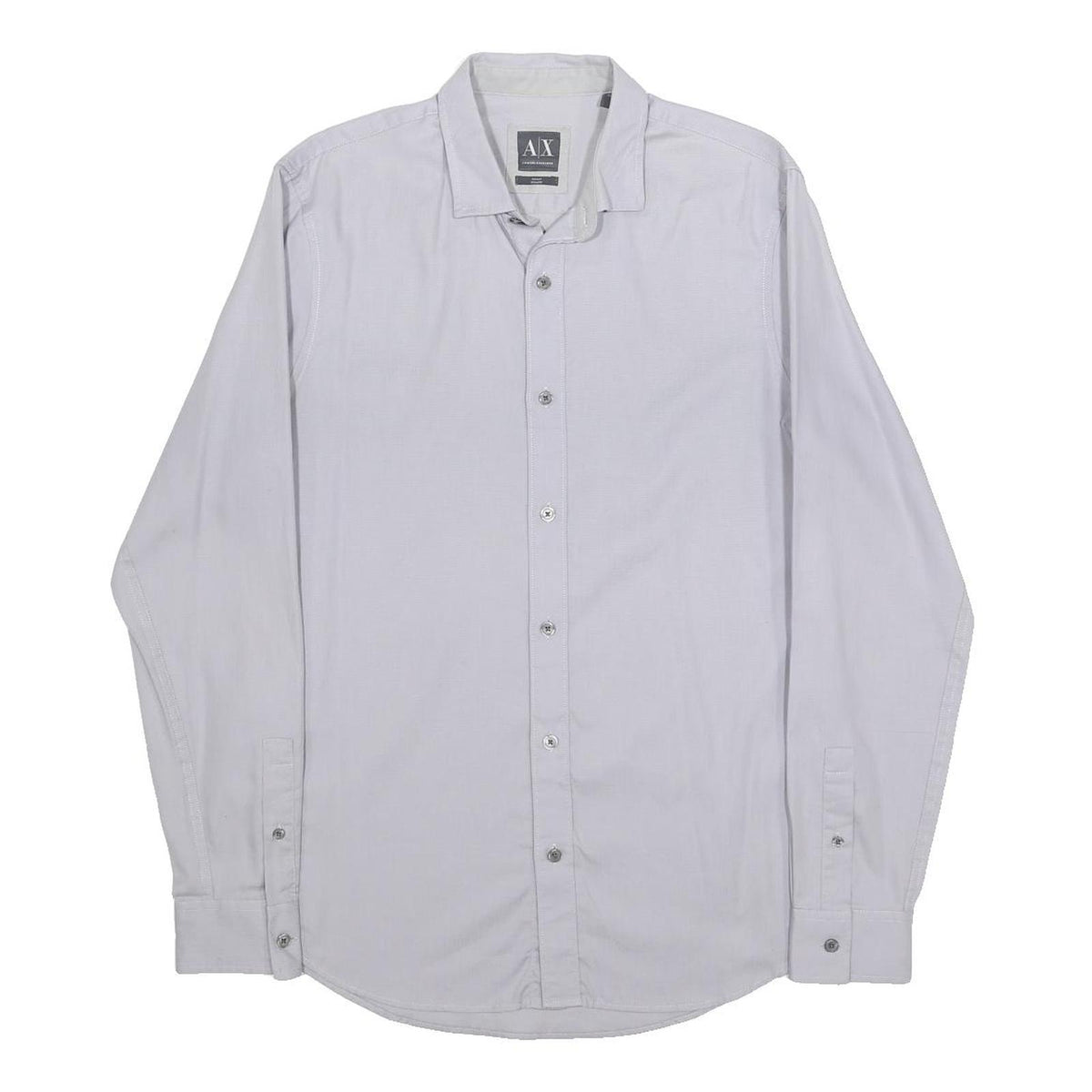 ARMANI EXCHANGE Mens White Plain Cotton Shirt S Casual Long Sleeve Summer