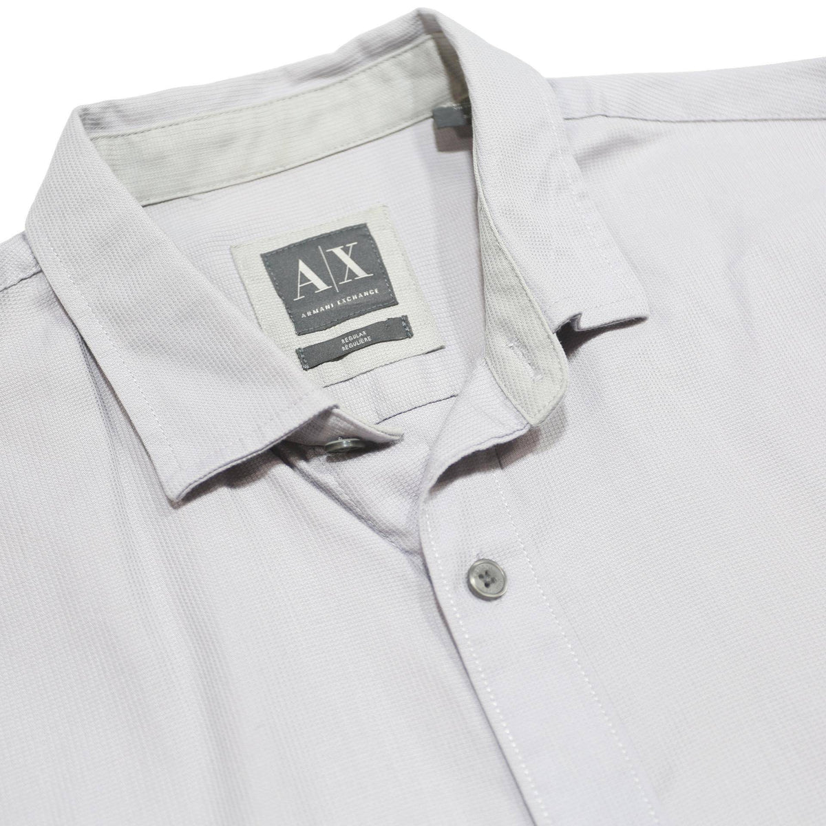 ARMANI EXCHANGE Mens White Plain Cotton Shirt S Casual Long Sleeve Summer