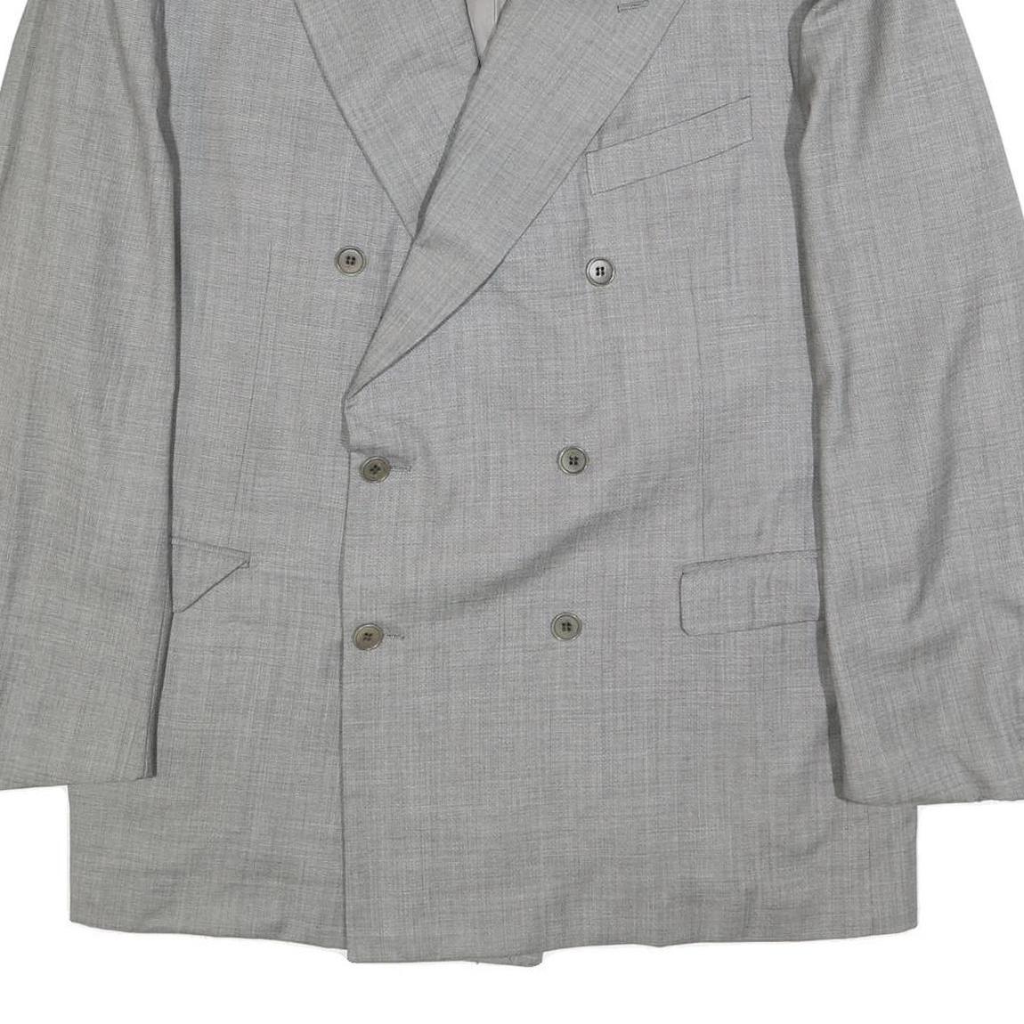 PAL ZILERI Mens Grey Wool Double Breasted Jacket 2XL Classic Tailored Blazer
