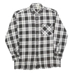 Mens Black & White Checked Shirt L Cotton Blend Comfortable Long Sleeve Casual