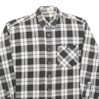 Mens Black & White Checked Shirt L Cotton Blend Comfortable Long Sleeve Casual