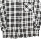 Mens Black & White Checked Shirt L Cotton Blend Comfortable Long Sleeve Casual