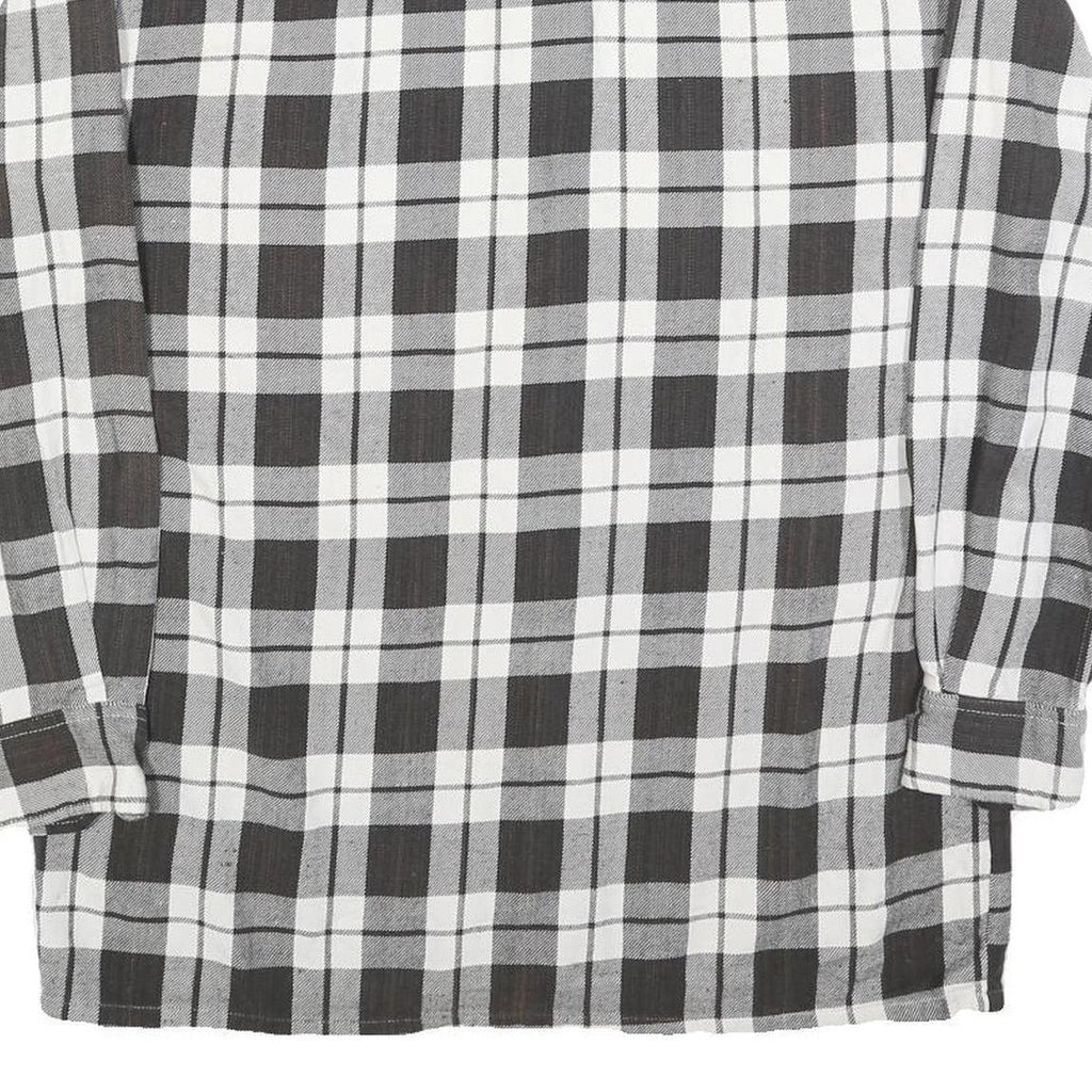 Mens Black & White Checked Shirt L Cotton Blend Comfortable Long Sleeve Casual
