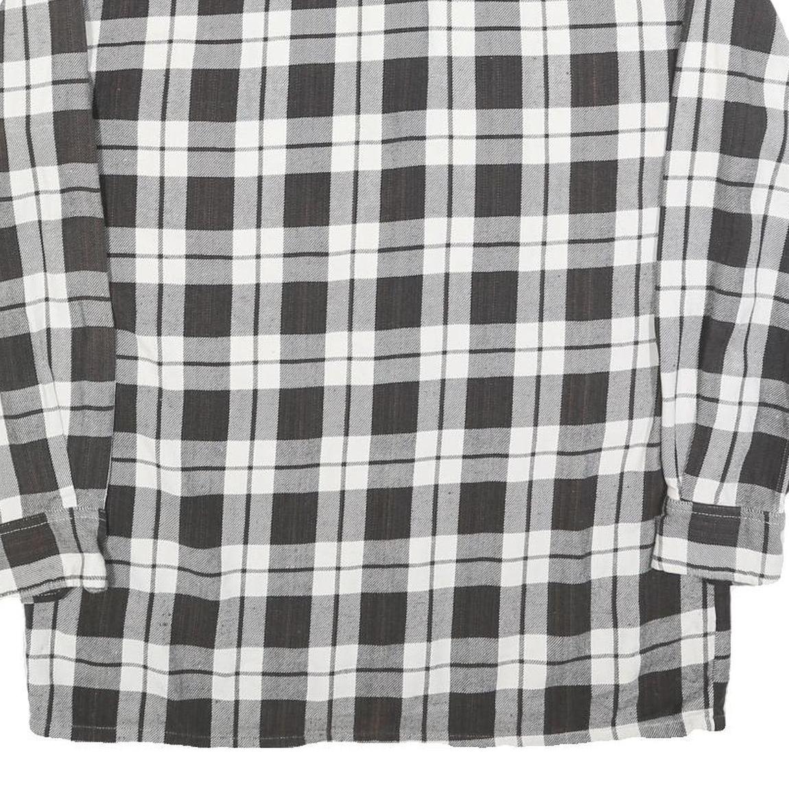 Mens Black & White Checked Shirt L Cotton Blend Comfortable Long Sleeve Casual