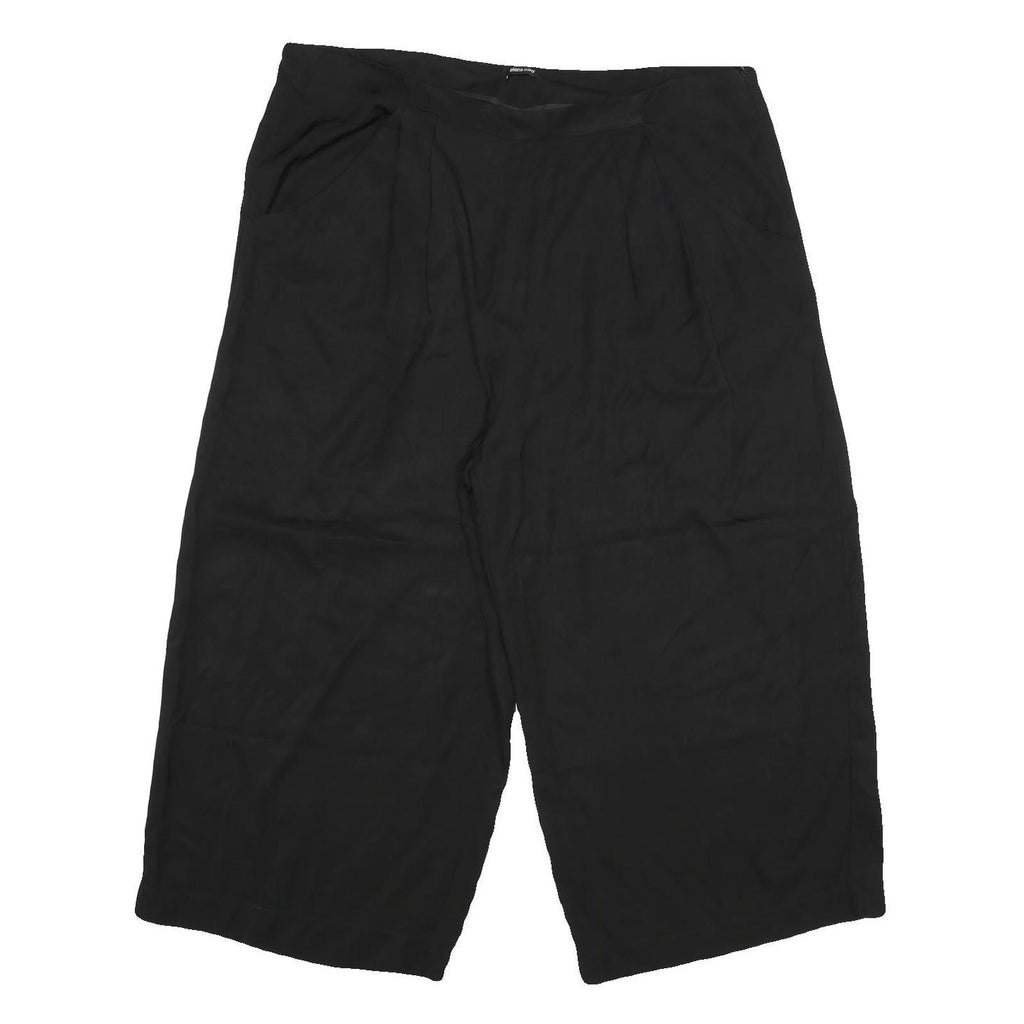 Womens Black Regular Fit Cotton Blend Zip Closure Trousers W40 L23 Relaxed Style