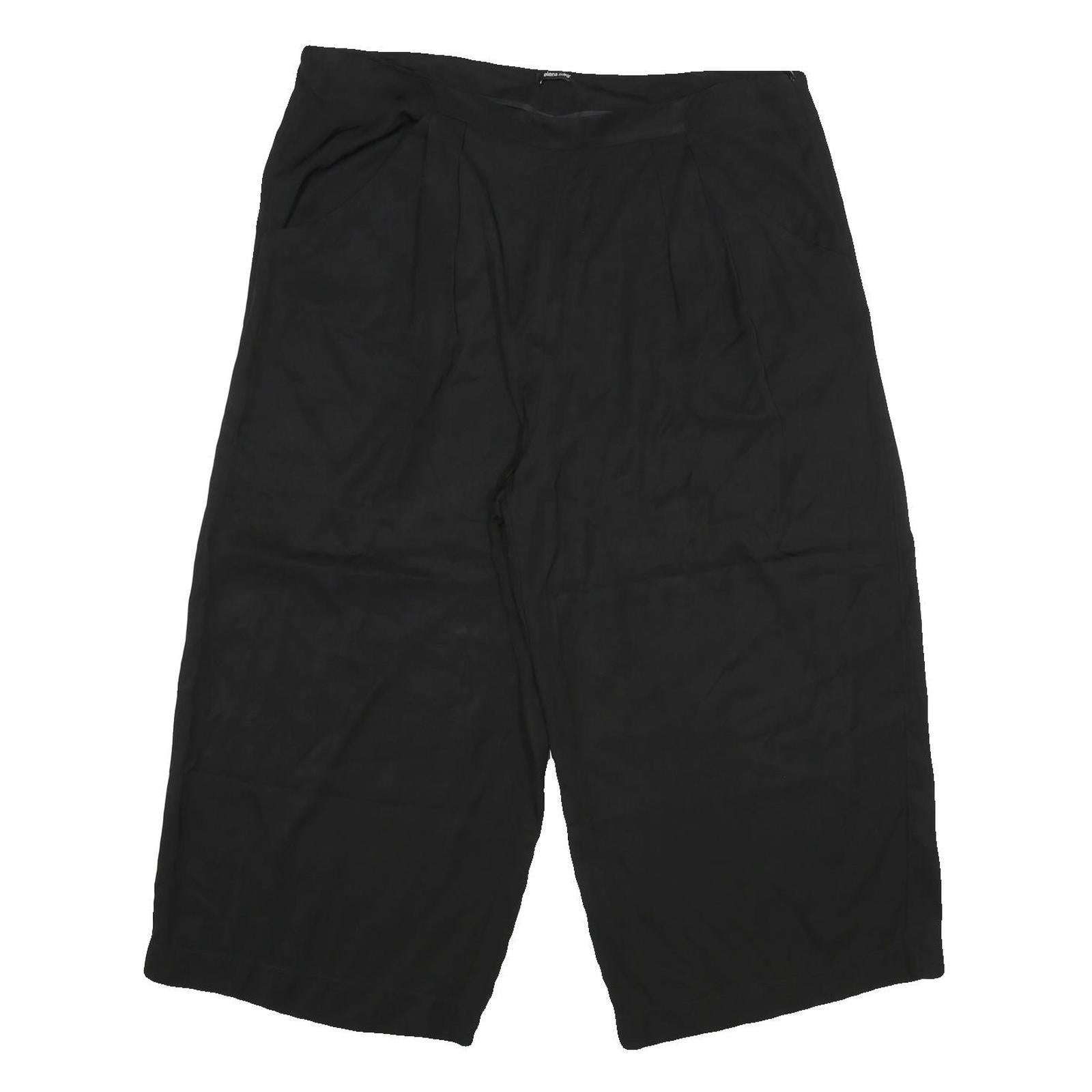 Womens Black Regular Fit Cotton Blend Zip Closure Trousers W40 L23 Relaxed Style