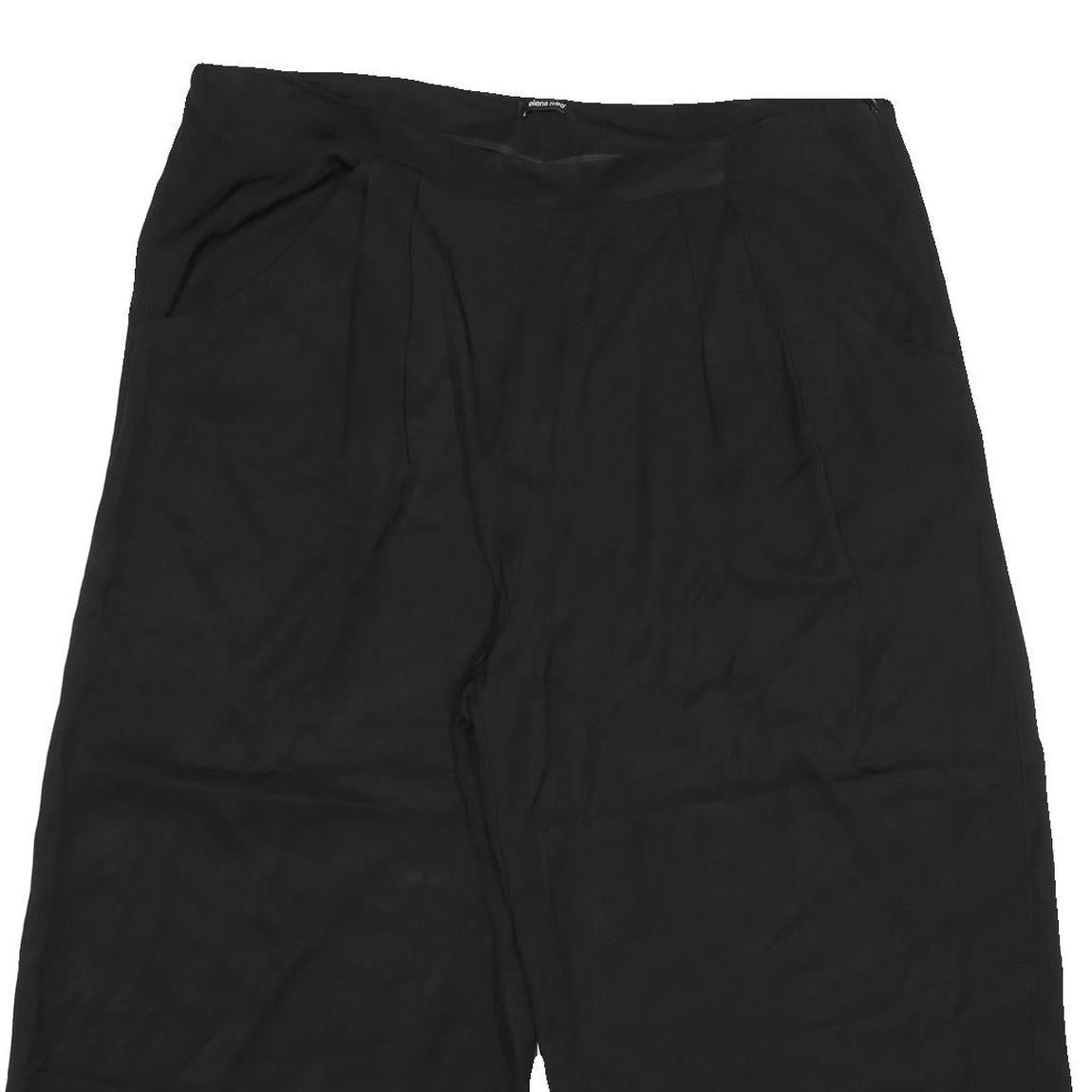 Womens Black Regular Fit Cotton Blend Zip Closure Trousers W40 L23 Relaxed Style