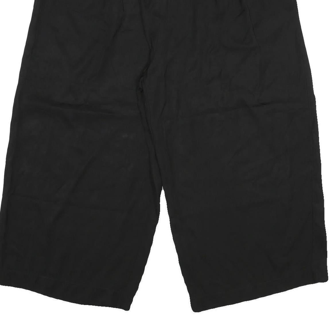 Womens Black Regular Fit Cotton Blend Zip Closure Trousers W40 L23 Relaxed Style