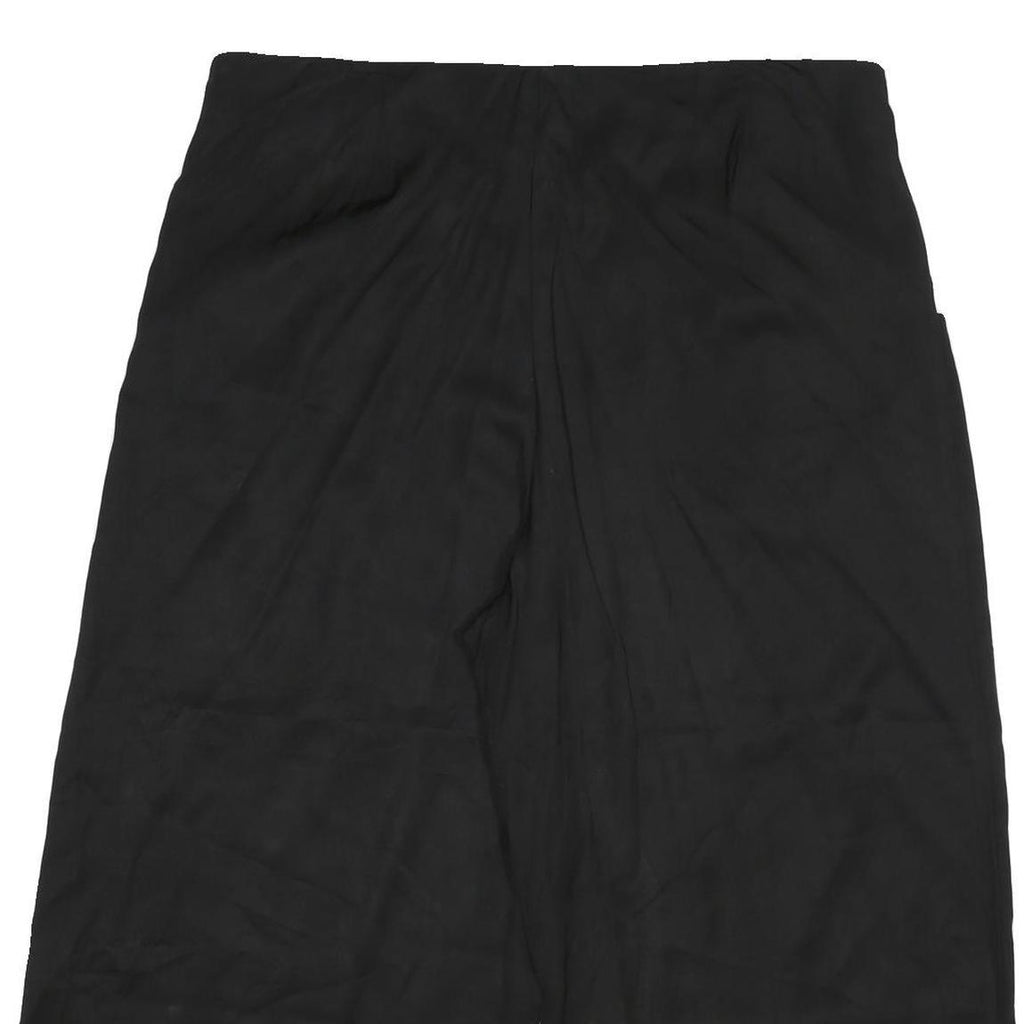 Womens Black Regular Fit Cotton Blend Zip Closure Trousers W40 L23 Relaxed Style