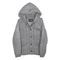 GUESS Womens Grey Hooded Quilted Jacket S Polyester Blend Zip Casual Outerwear