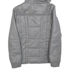 GUESS Womens Grey Hooded Quilted Jacket S Polyester Blend Zip Casual Outerwear