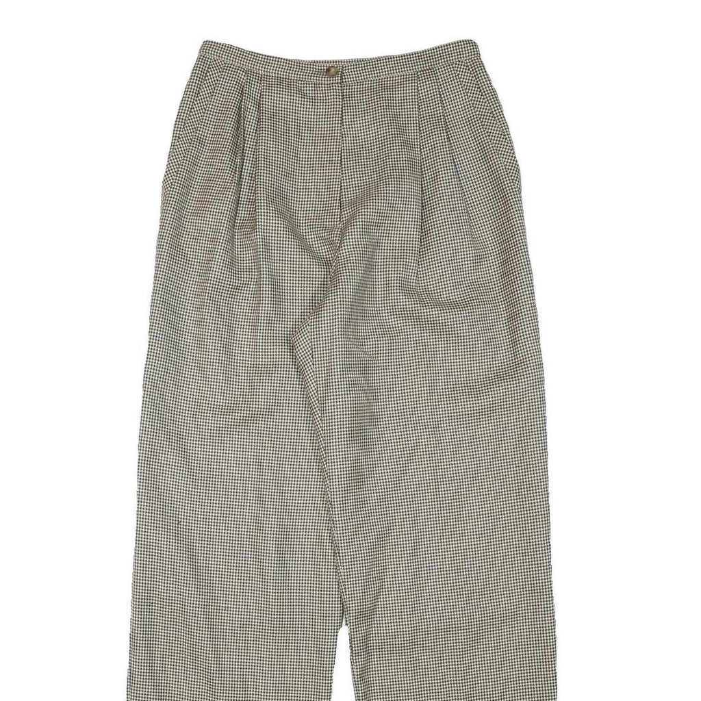 LAURA ASHLEY Womens Wool Regular Straight Beige Checked Trousers W26 L30