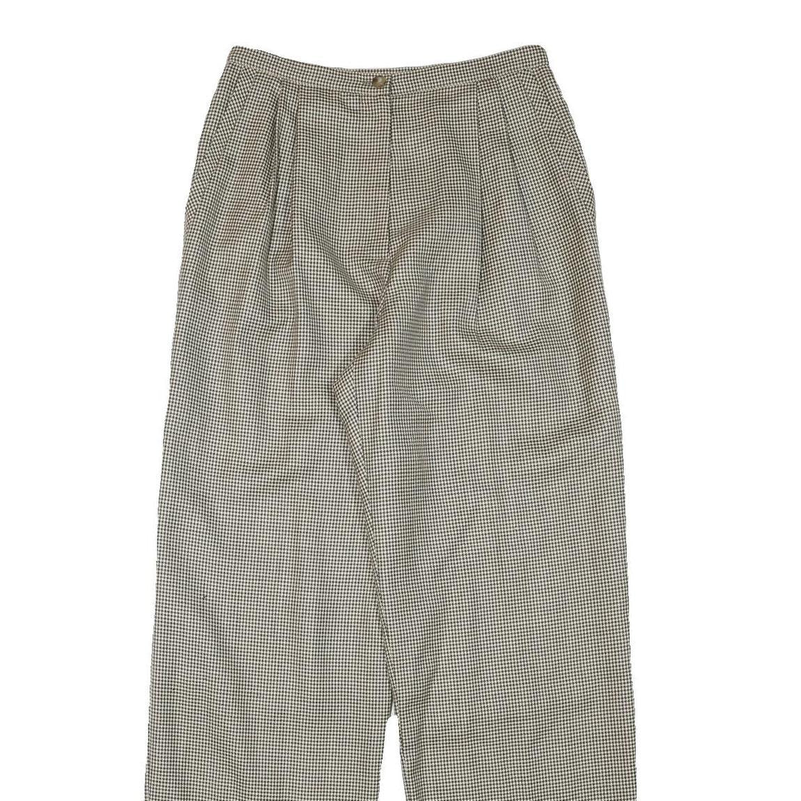 LAURA ASHLEY Womens Wool Regular Straight Beige Checked Trousers W26 L30