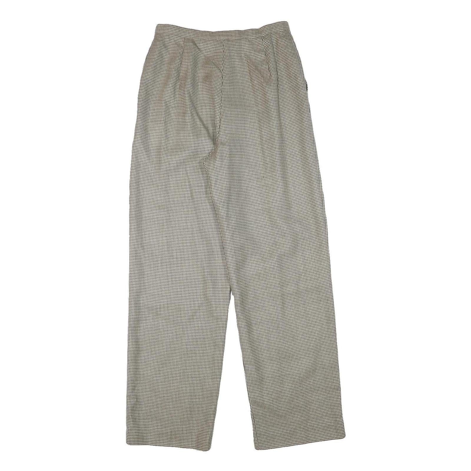 LAURA ASHLEY Womens Wool Regular Straight Beige Checked Trousers W26 L30