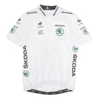 LE COQ SPORTIF Mens White Tour De France Cycling Jersey L Short Sleeve Zip