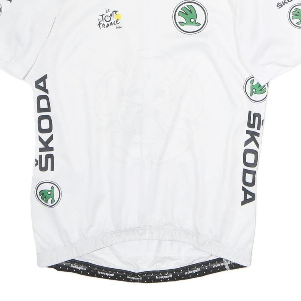 LE COQ SPORTIF Mens White Tour De France Cycling Jersey L Short Sleeve Zip