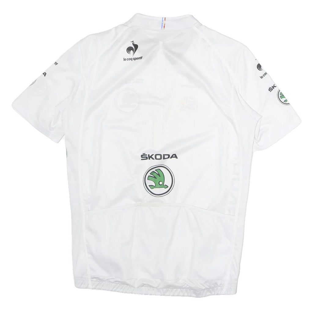 LE COQ SPORTIF Mens White Tour De France Cycling Jersey L Short Sleeve Zip