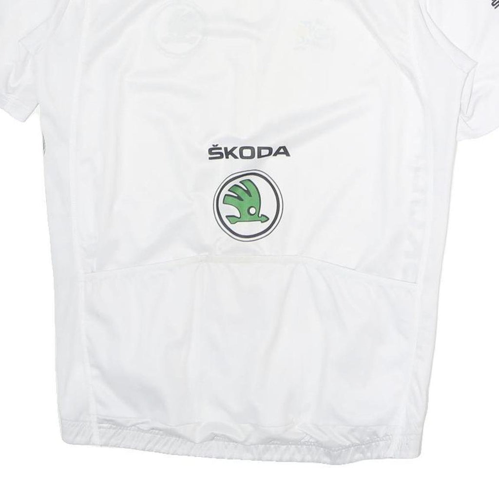 LE COQ SPORTIF Mens White Tour De France Cycling Jersey L Short Sleeve Zip